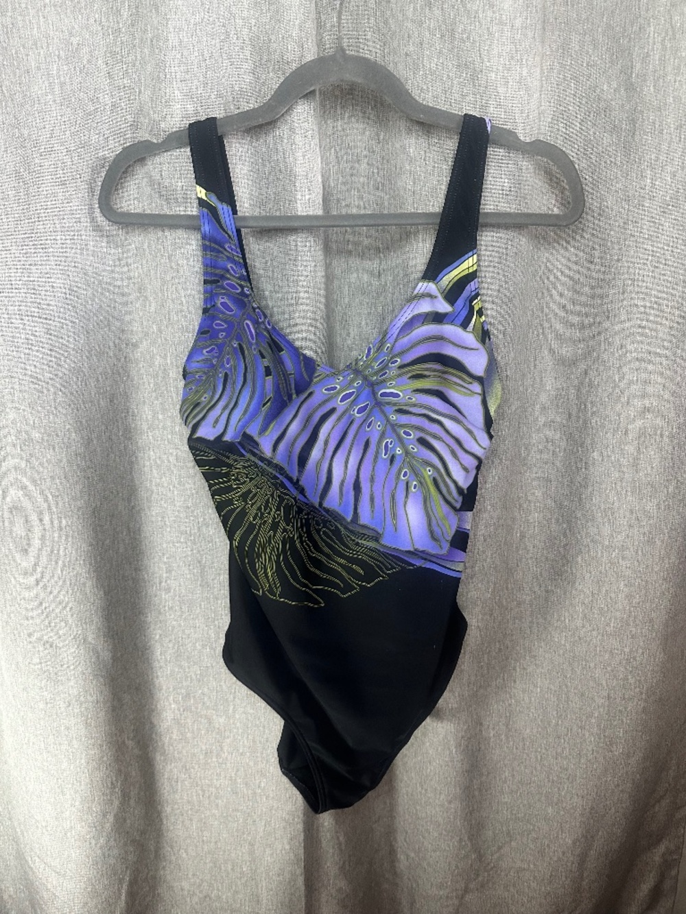 Christina Vintage Tropical Monstera Leaf One-Piece Swimsuit-Size 12